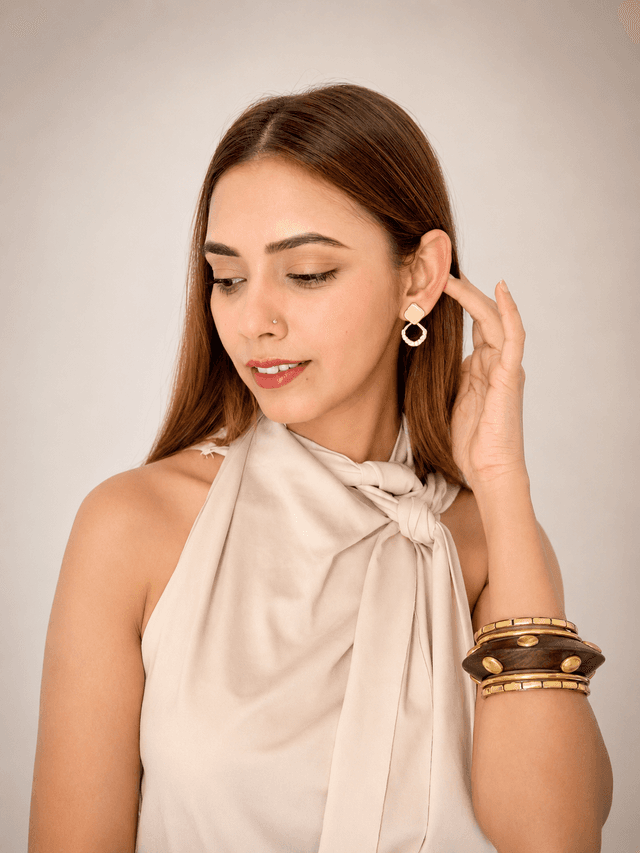 Golden Twist Drop Earrings